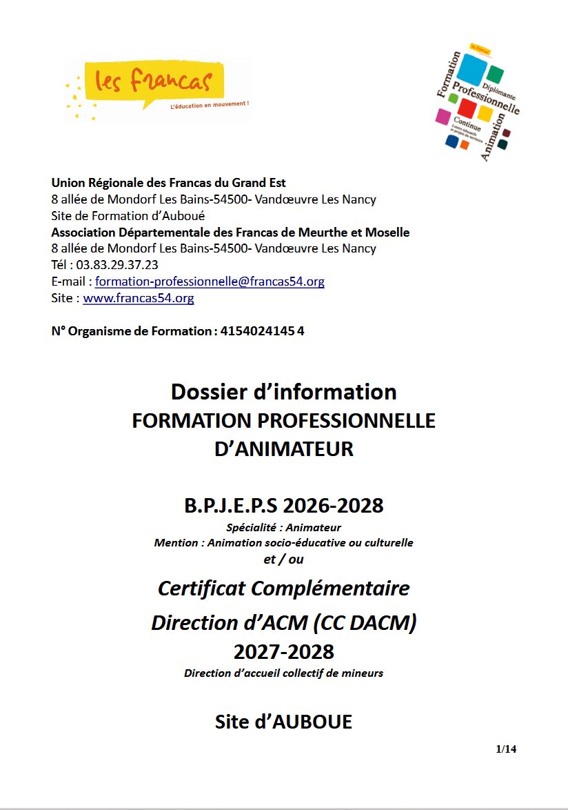 Dossier inscription CCDACM Auboué 2027-2028